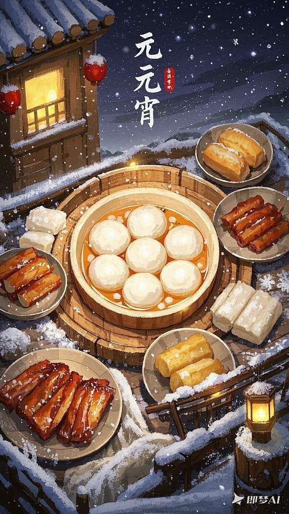 请生成南方冬至吃汤圆海报汤圆 点缀元素（...