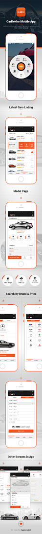 CarDekho - Mobile App UI :  Welcome to the CarDekho Mobile AppsA Free app that's your best source of information on cars, whether you're a Buyer or Seller.Keeps you informed of what's happening in the Auto industry, gives platform to Compare Cars, Read Us