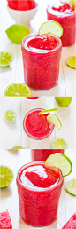 #鸡尾酒# 关注shabalaka Watermelon Raspberry Slushies - Summertime in a glass! Cool, refreshing, and you'll want a refill before you know it!