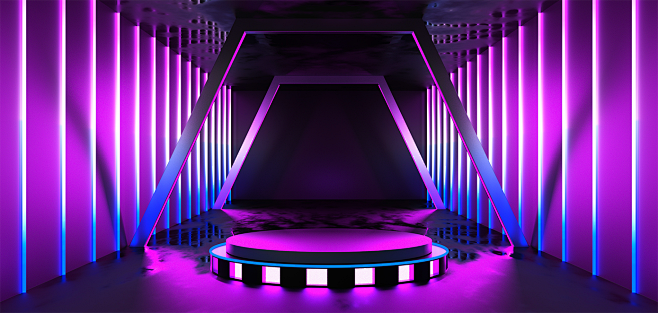 霓虹灯展台背景科技风c4d
