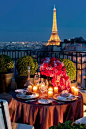 Hotel George V,  Paris.  Super fancy and super expensive.  Right off the Champs Elysees.