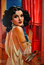 Henry Clive    This painting was on the cover of American Weekly in June 1948. The model is Beryl Wallace. Ironically, she was killed in an United Airlines plane crash that same month.