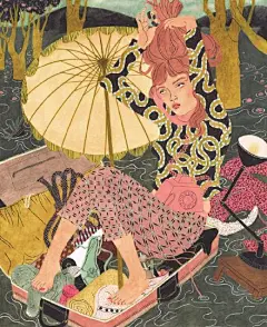 关于女人的纠结 | Riikka Sormunen 插画设计；Riikka Sormunen，1987年出生于芬兰，她热爱素描，还精通时尚设计，20岁的时候就办了个人展览，作品曾刊登在多个杂志上。她的插画充满的童话的浪漫和怪诞，两种思考同时呈现在她的作品里。