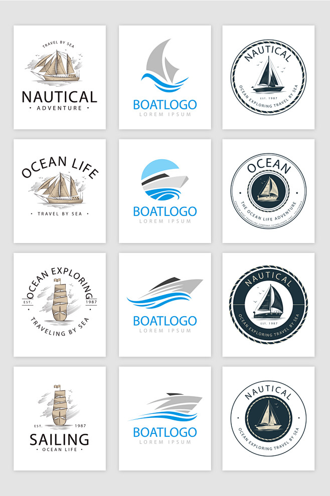 船帆排版矢量素材