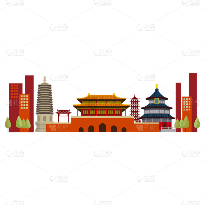 中国风春节北京天安门元素贴纸