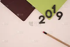 2019,新年前夕,贺卡,一个物体,信函,铅笔,韩国,想法,消息,办公室