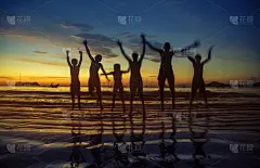 儿童,海滩,男孩,人,哥斯达黎加,五个人,图像,仅儿童,跳,度假