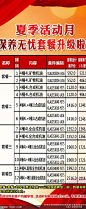 夏季活动月 保养套餐表格图片