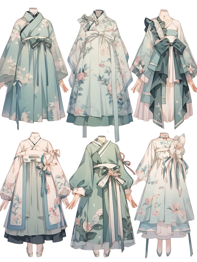 连衣裙｜oc古风穿搭手帐汉服设计素材33弹-花瓣网