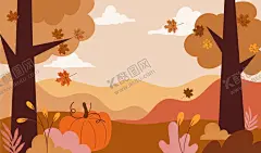 矢量秋天背景 【酷图网】矢量秋天背景,秋天风景壁纸,秋天壁纸,大自然,清新,植物,景色,自然季节,四季,插图,手绘,风景地形,