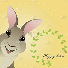 带有复活节兔子的贺卡。有趣的兔子。复活节兔子。
