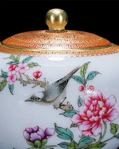 圣大陶瓷功夫茶壶纯手绘矾红描金粉彩花鸟西施壶泡茶壶景德镇茶具-tmall.com锟斤拷猫