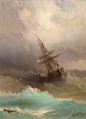 Ivan Aivazovsky, Ship in the Stormy Sea, 1887，热爱那通透的水色