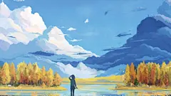 流星极光女孩高清动态壁纸