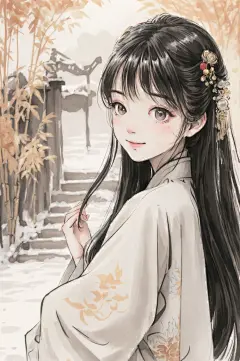 古装古风女生插画图片