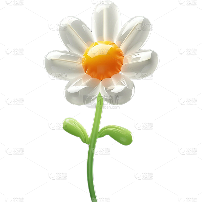 春天春季春日3D充气花朵植物元素素材