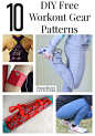 10 DIY Free Fitness Gear Patterns including a DIY yoga mat carrier, free pattern for headbands, yoga pants pattern, and how to make a workout tank top.