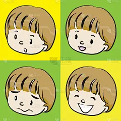 矢量卡通短发小女孩表情包