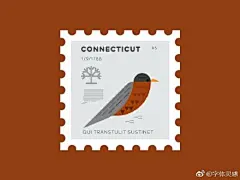 美式扁平风插画邮票设计#灵感资料库# ​