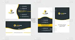 双面创意的名片模板。纵向和横向方向。水平和垂直布局。矢量图