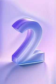 3D彩色酸性透明玻璃数字2元素