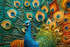 现代立体浮雕孔雀