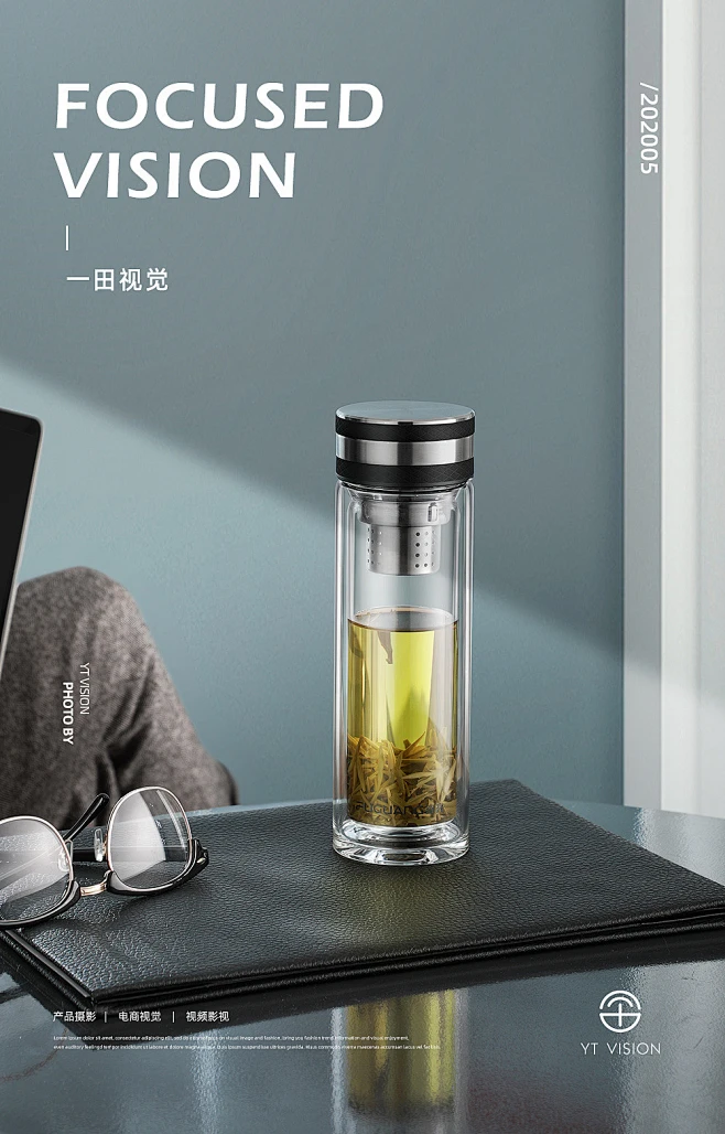 一组玻璃杯拍摄 富光双层玻璃杯 商务玻璃杯-花瓣网