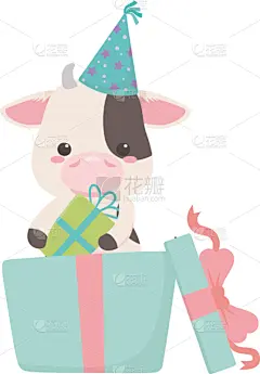 母牛,生日卡,动画片,式样,华丽的,请柬,周年纪念,问候,庆祝,装饰
