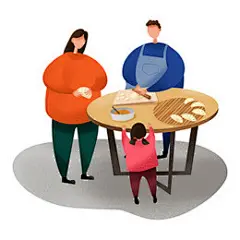 立冬元素插画冬至插画手绘卡通扁平化冬至包饺子人物素材