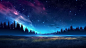 色彩艳丽夏日夜晚极光摄影图片