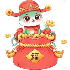 蛇年春节国潮风拟人青蛇元素
