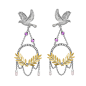Theo Fennell Dove & Olive Branch Drop Earrings in 18ct white and yellow gold, set with 1.02ct pink sapphires and 0.27ct diamonds (£10,950).