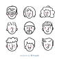 Hand drawn people avatar collection Free Vector