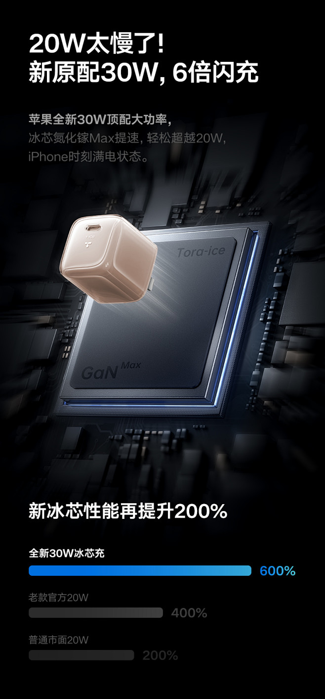 图拉斯小冰块新款适用苹果16充电器iPh...