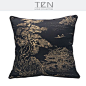 什设/TEN HOME COLLECTION/中式样板房抱枕金丝图案高端风景黑色