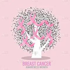 乳腺癌宣传月的背景设计。乳腺癌意识粉红丝带。矢量图