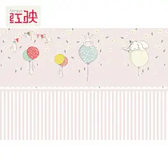 北欧简约时尚素雅气球小兔子壁画壁纸卧室儿童房无缝定制墙布墙纸-淘宝网