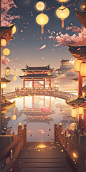 visualdesign_an_asian_style_scene_with_a_moon_and_lanterns_in_t_8df6d94a-998d-446b-bb80-f781b6fde8b2