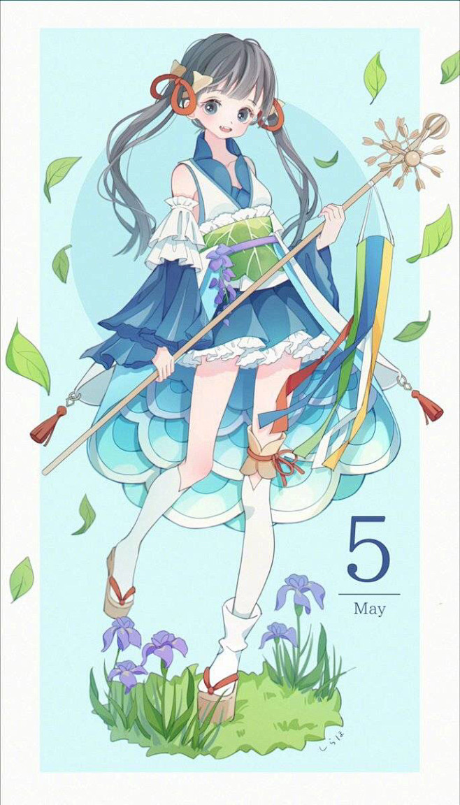 画师「しらほ」绘制的4-12月拟人化，画...