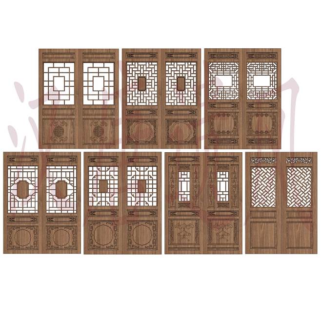 古建SU模型中式古典木雕花格门木门精选7种合集004-淘宝网