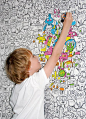 Removable, color-able wallpaper?! How fun would this be for a kid's room? Go ahead, let them draw on the walls.: 