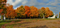 White Church Near Autumn Trees