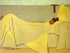 纳比派大师维亚尔作品欣赏_《在床上睡觉》1891