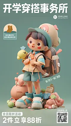 服饰箱包3d角色人偶潮牌新品推广促销手机海报