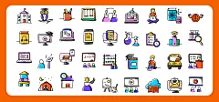 简笔画、轻松、线条、线面结合、彩色、教育、学习