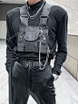 Black  Collar  Polyester Plain Chest Rig Bag Embellished   Men Bags