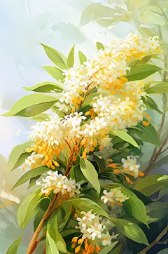 AI数字艺术秋季桂花插画