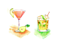 Hero cocktails Series of cocktails watercolor illustrations for the company Hero Group Switzerland, based fruit and vegetable products. #水彩# #小清新#美食插画#(1)