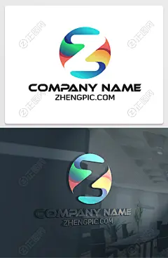 多彩创意圆形镂空Z字母logo设计