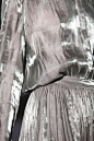 Iris van Herpen fall 2014 shimmering silver metallic sheer light fabric dress gathering waistban detail